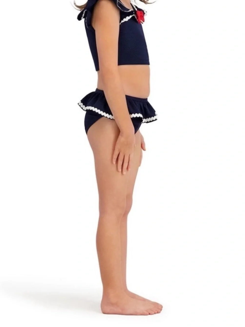 Sperry Navy, White & Red Girls Two-Piece Swim Set with Striped Romper